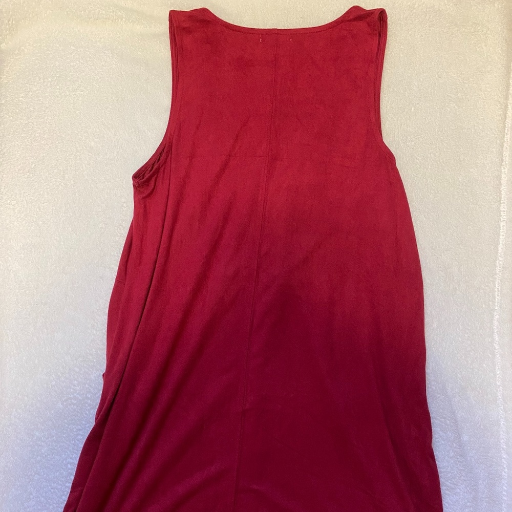 Red Suede Sleeveless Dress